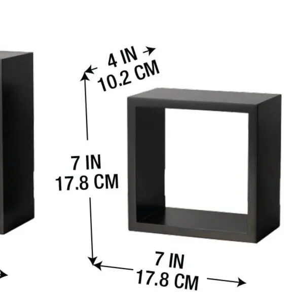 Floating Wall Square Cube Shelves (3) - Picture 2 of 3
